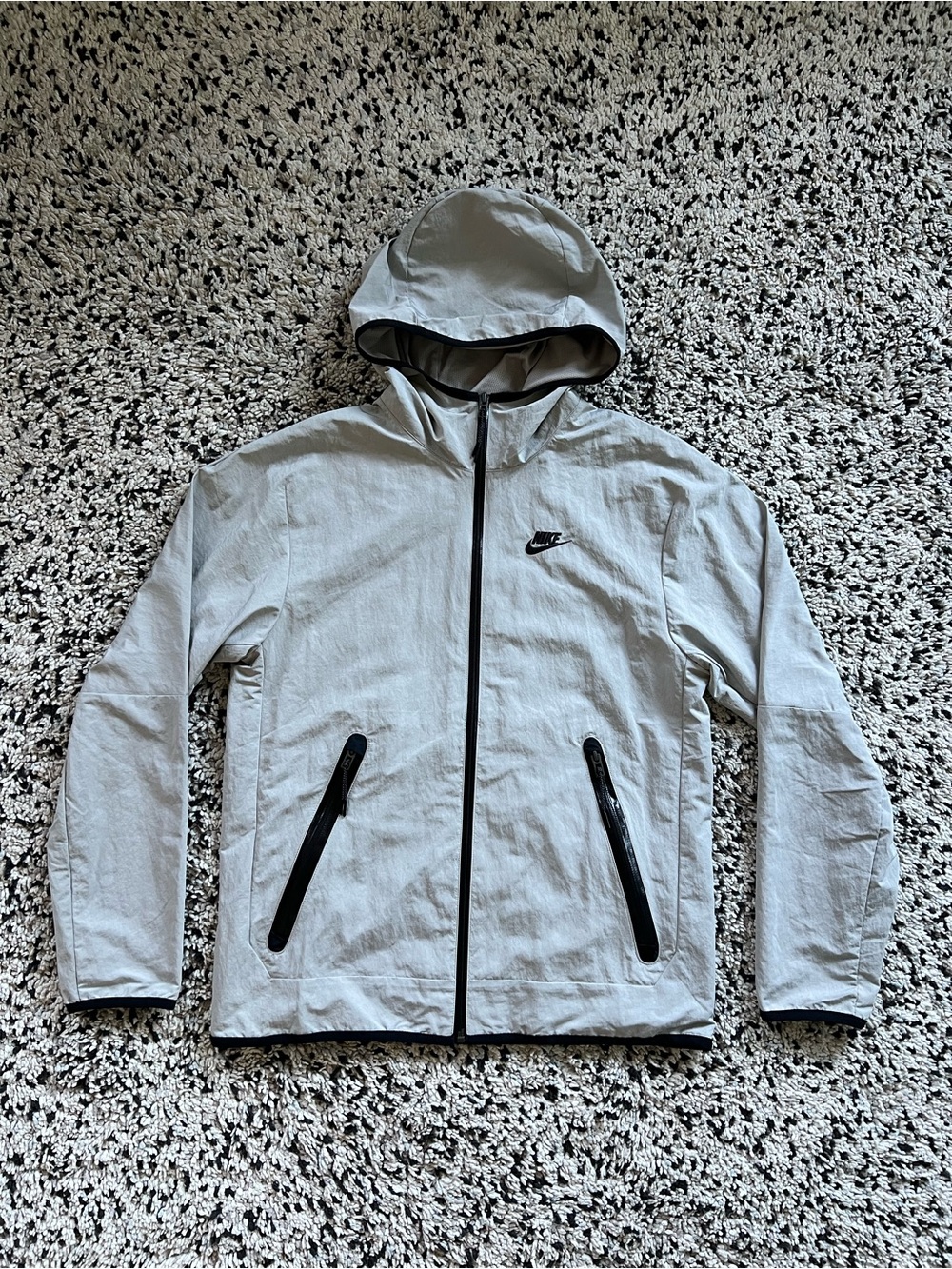 Nike Tech Woven Windbreaker Jacket Grey Full Zip DQ4340 Men’s Size Small
